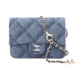 CHANEL Matelasse Mini Shoulder Bag in Denim and Leather, Navy Blue